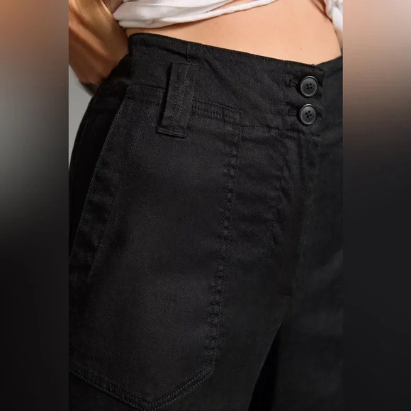 Maeve Anthropologie The Naomi Linen Wide-Leg Flare Pants in Black Size 6 - Picture 4 of 15